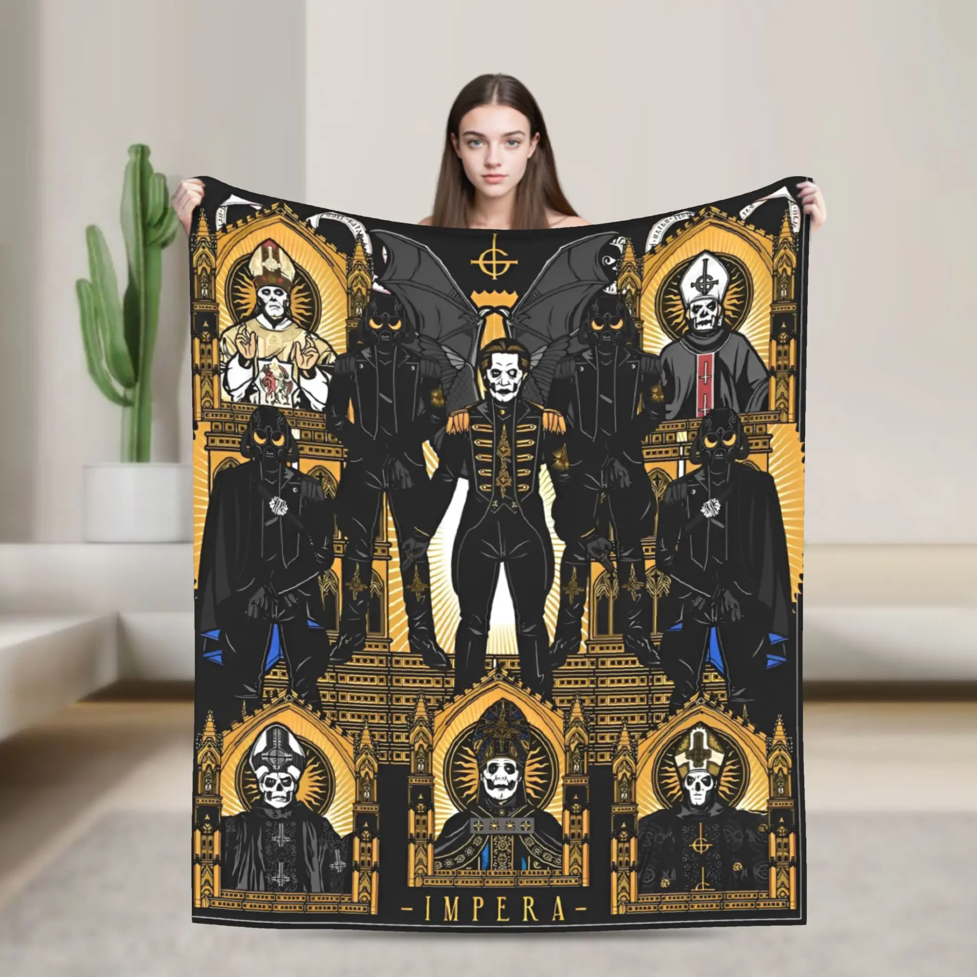 

Вязаные одеяла Ghost Rock Band, флисовое музыкальное легкое одеяло для кровати, покрывало