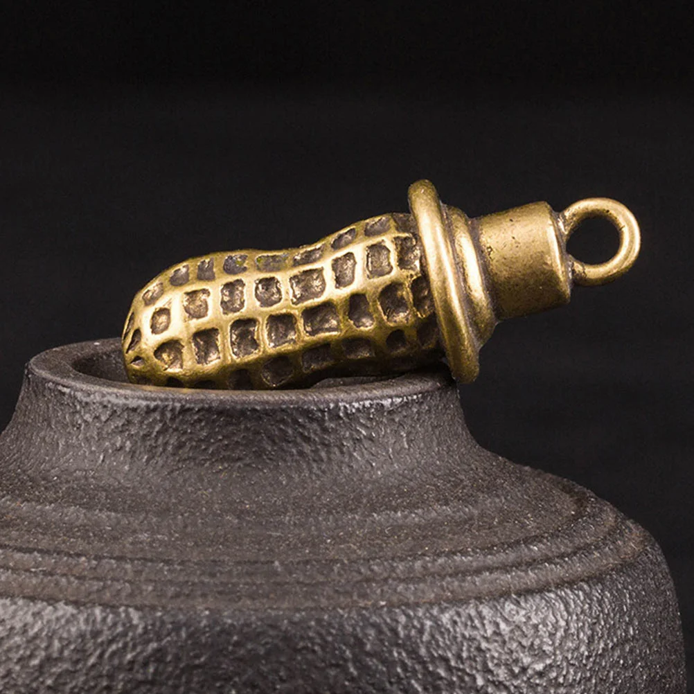 2개의 독창적인 땅콩 모양 열쇠고리, 독특한 황동 펜던트 DIY 참, 자동차 키링, 가방, 여행 가방 장식용 쥬얼리