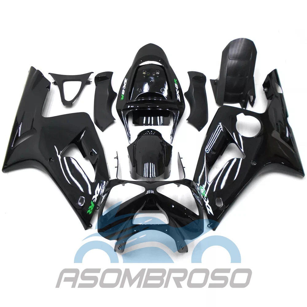 For KAWASAKI ZX 6R 2003 2004 Glassy Black Racing Motorcycle Fairings ZX6R 636 03 04 Injection ABS Fairing Kit