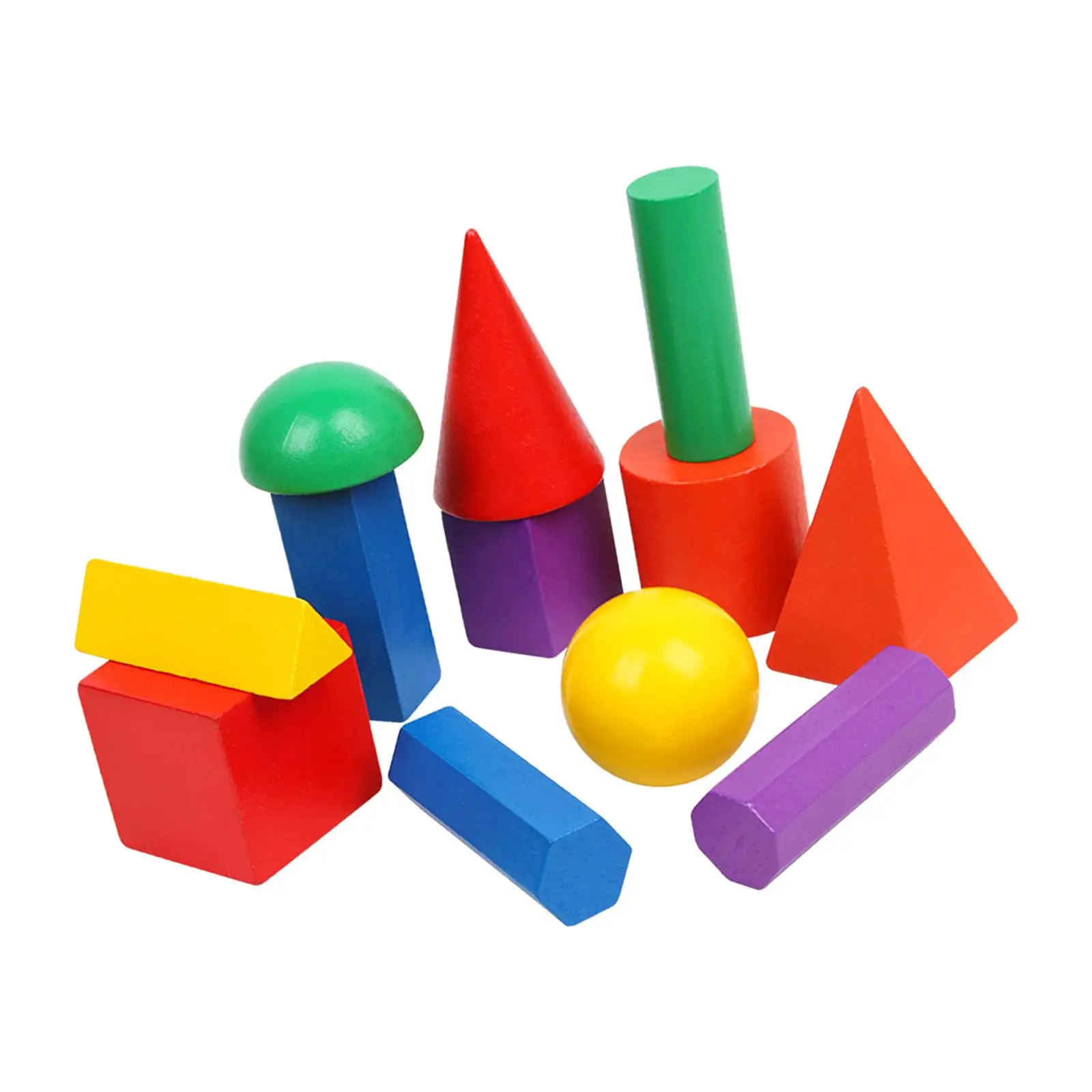 12 Stuks Montessori Geometrische Vormen Blokken Set, Sorteren Stapelen Speelgoed, Kleurrijke 3d