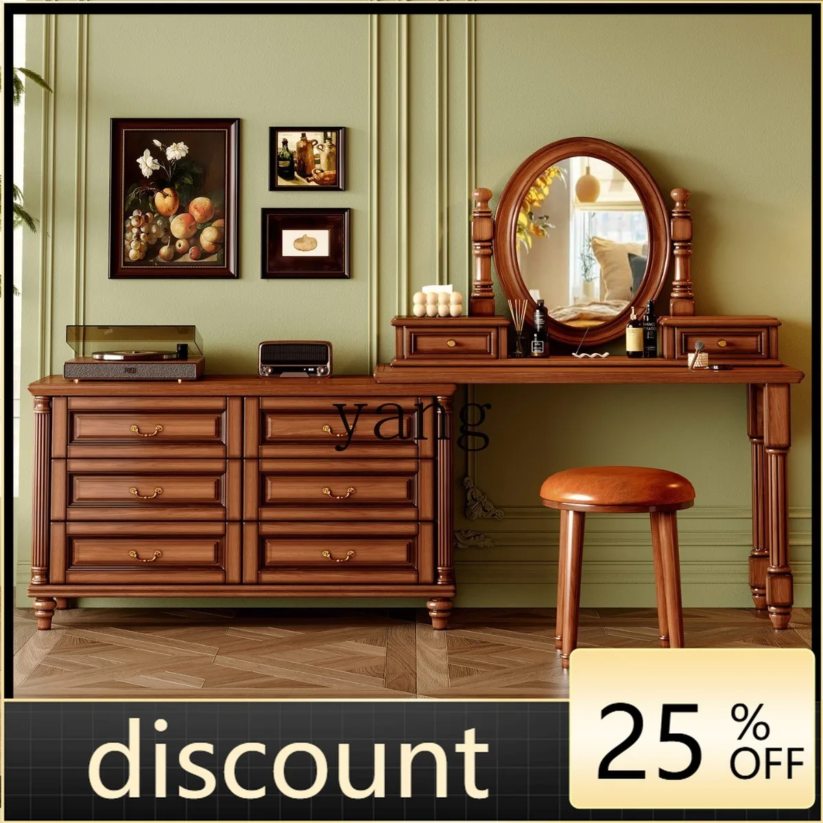 

LMM solid wood dresser chest integrated bedroom master bedroom dressing table desk
