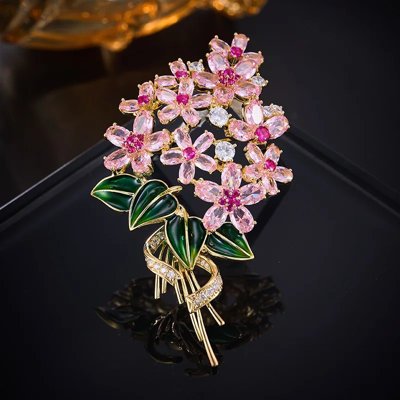 High-end Light Luxury Small Daisies Colored Zircon Bouquet Brooch Fashionable Exquisite Versatile Blazer Fixed Pin Women Corsage