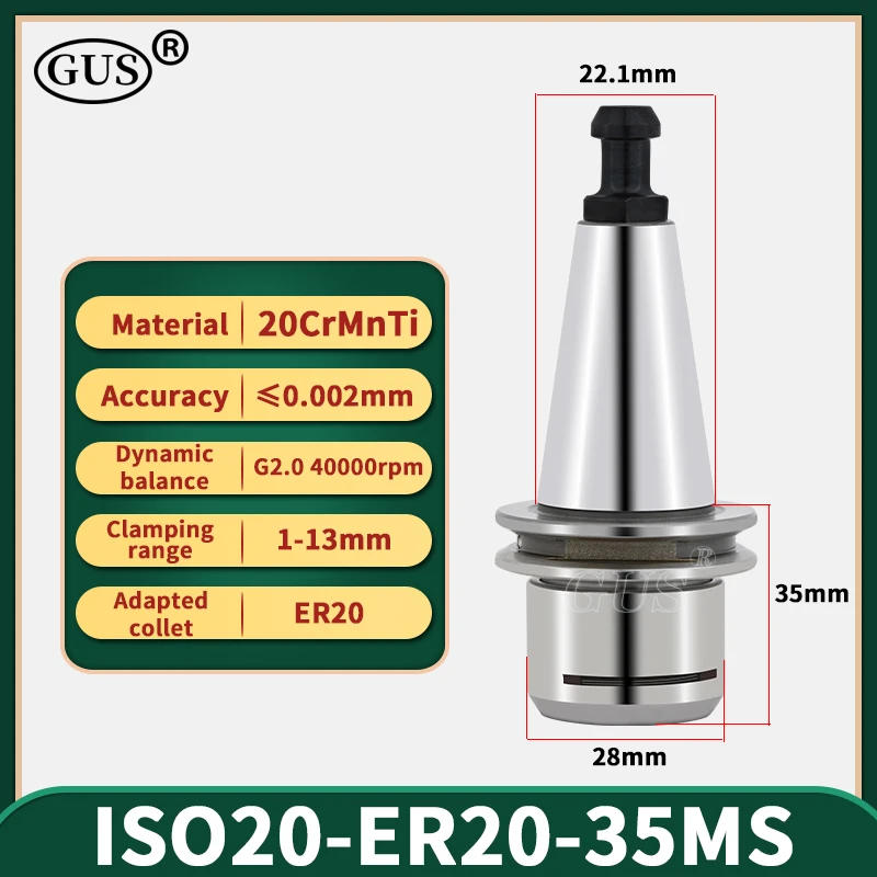 1pcs ISO20 ISO25 ER16 ER20 Tool Holder Collet Chuck 40,000RPM ISO High Speed Spindle CNC Engraving Machine Lathe Milling Parts