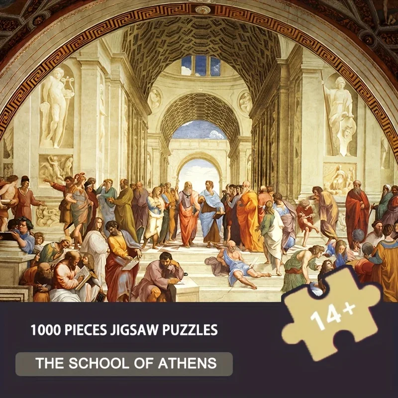 

26.75"x19.25"1000pcs School of Athens Puzzle for Adults Renaissance Masterpiece Wall Art Gift for Professors with Frame Kit