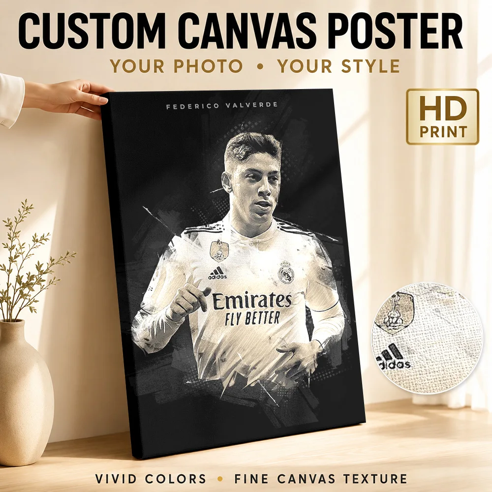 Federico Valverde Canvas Poster Personalized Modern Aesthetic Wall Art for Office Hallway Decor Collectible Ready to Hang Gift
