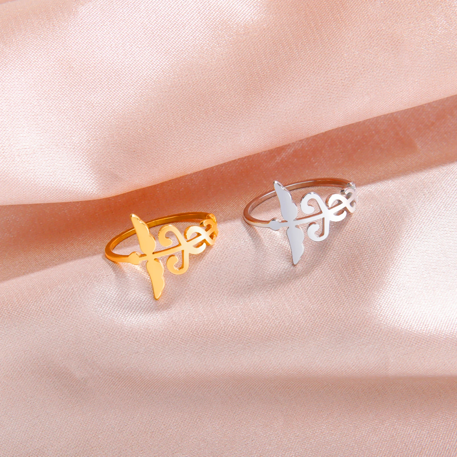 Medical Staff Ring Stainless Steel Men's and Women's Styles Extremely Retro Archangel Wings Healing Amulet Ring Jewelry Gift