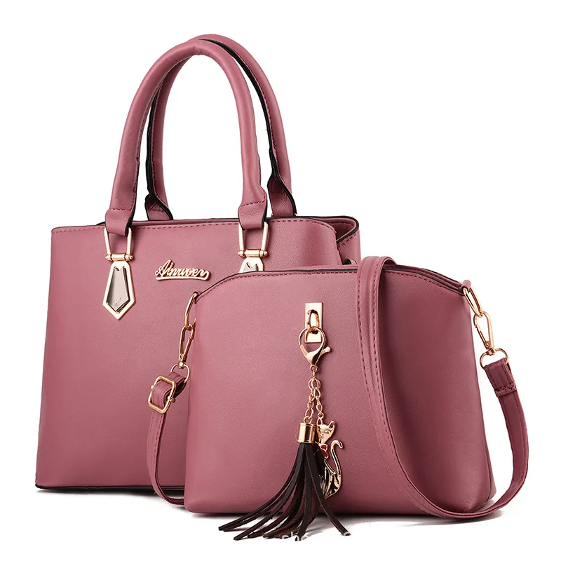 Women's Handbags Quality Leather Totes Bag Female Top-Handle Sac Big Capacity Crossbody Shoulder Bag 2-piece Set Women Bags