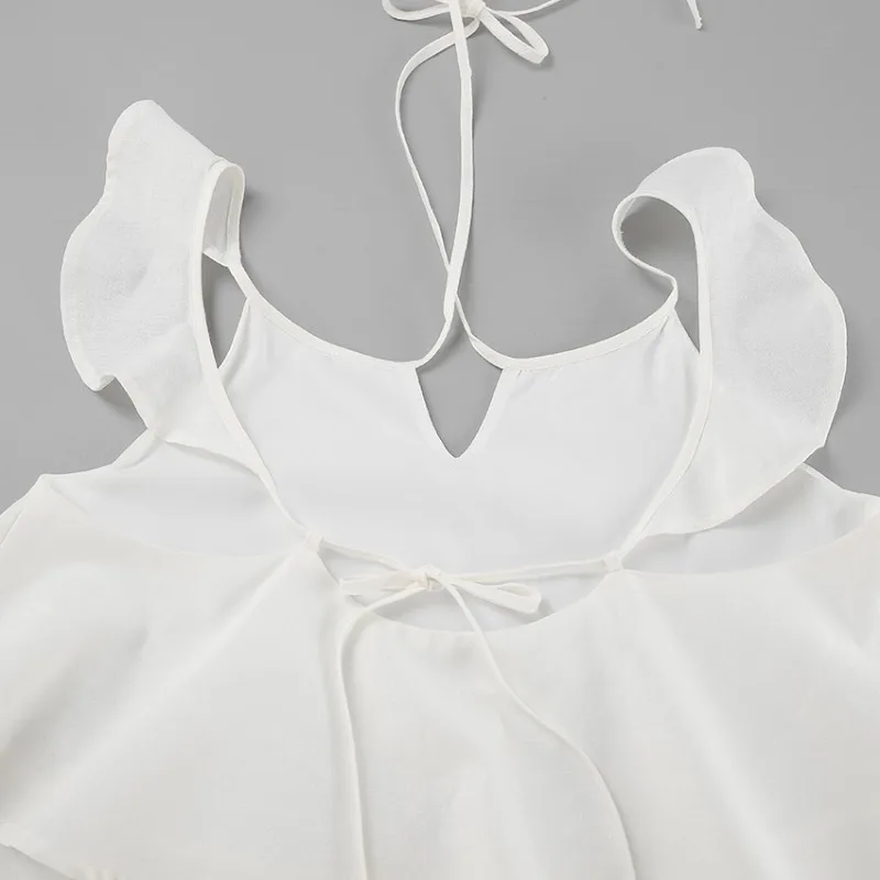 

European and American Casual White Cotton and Linen Suit Summer Fashion Ramie Flying Sleeves Top Wide-leg Pants Two-piece Set