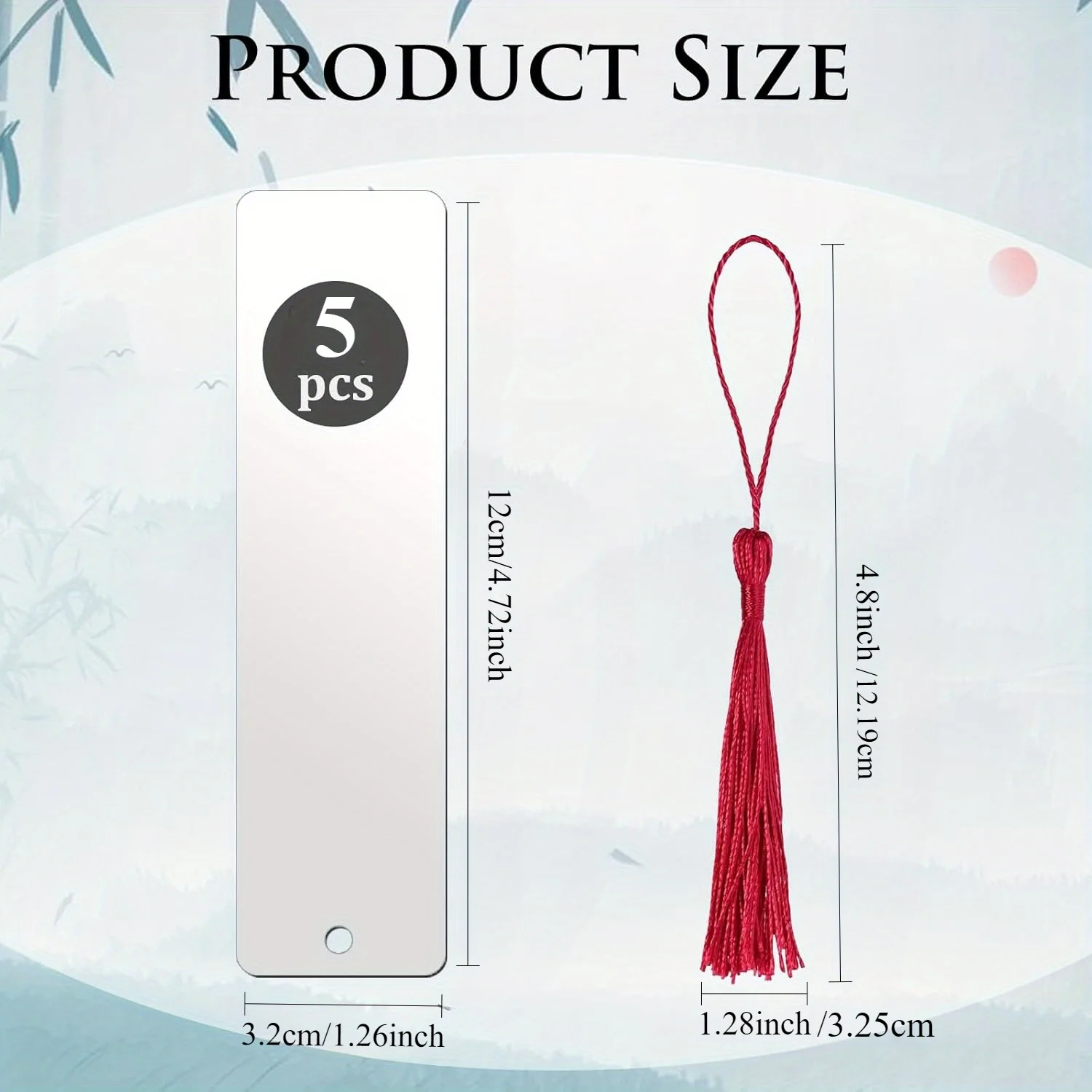 5 Pcs Double-Sided Sublimation Blank Bookmarks, Ultra-Thin Plastic DIY Bookmarks with Hole & Tassels for Crafts and Gifts