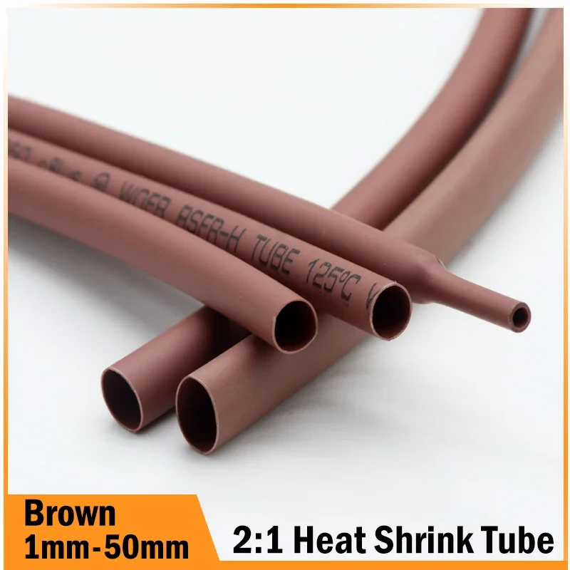 

1m~30m Brown 2:1 Heat-shrink Tubing Diameter 1 ~ 50mm Heat Shrink Tube Wire Repair Protector Cable Connector Insulation Sleeving