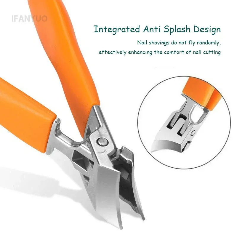 

New Slanted Nail Clipper Oblique Blade Ingrown Toenail Clipper Anti-Splash Wide Jaw Opening Hard Nail Curved Blade Manicure Tool