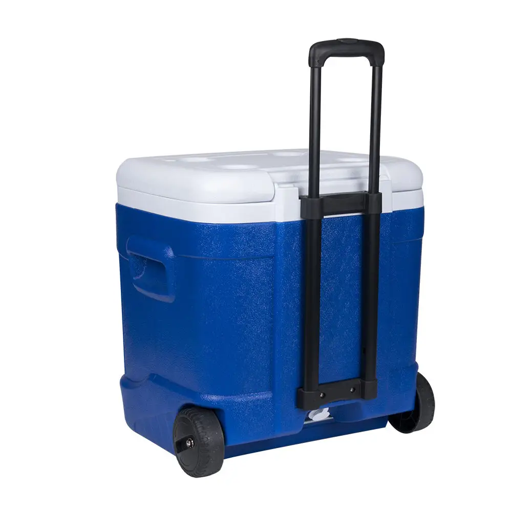 

Plastic Cooler Box 55L for Ice Bucket With Trolley for Outdoor Chilling Ice Box Keep Item Cooling Chest