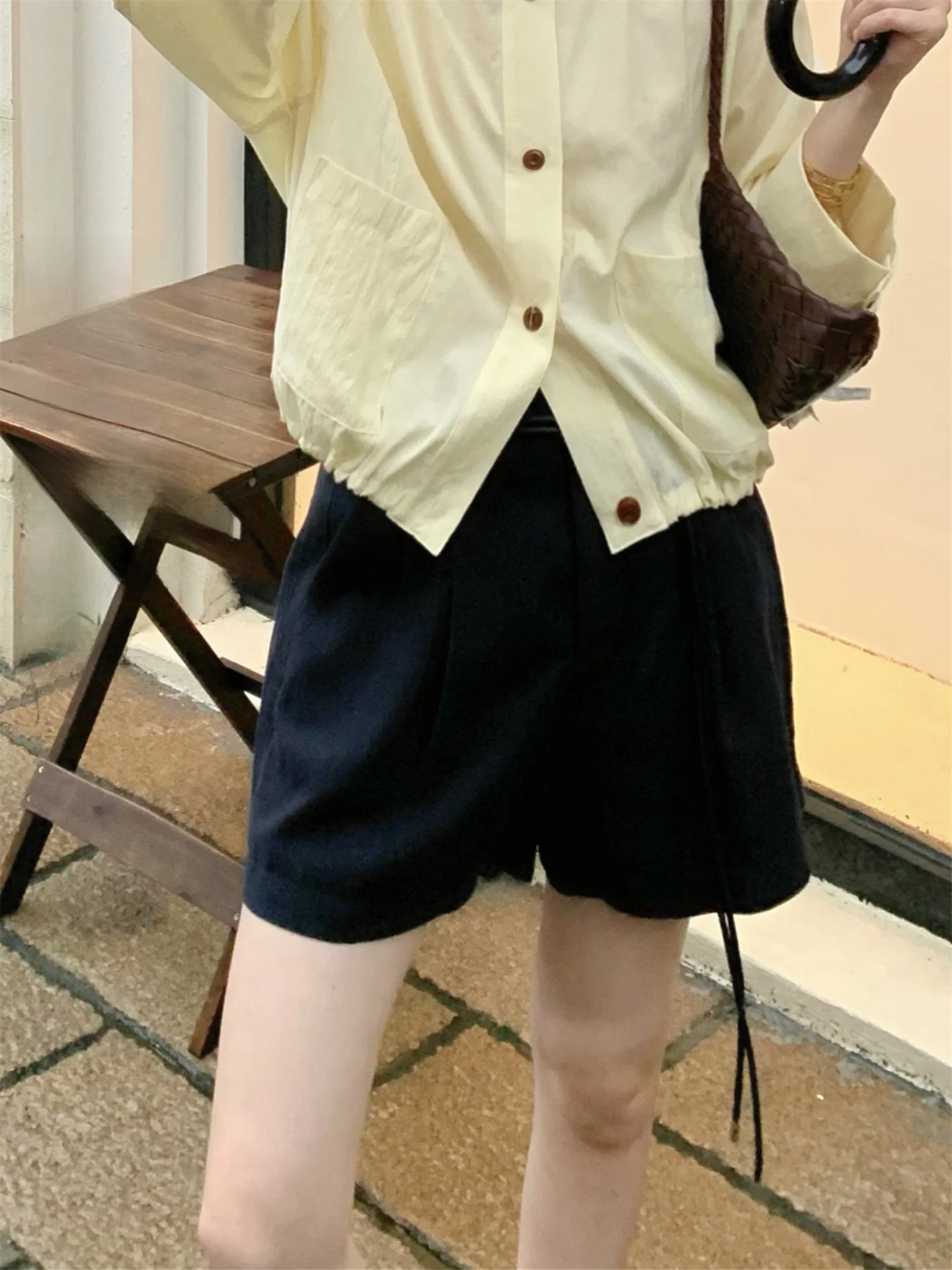 

High Waist Casual orts Women's Faion Anni Gallery Design Summer New Sle Versatile Cheese Brand Commute Sle Straight Leg