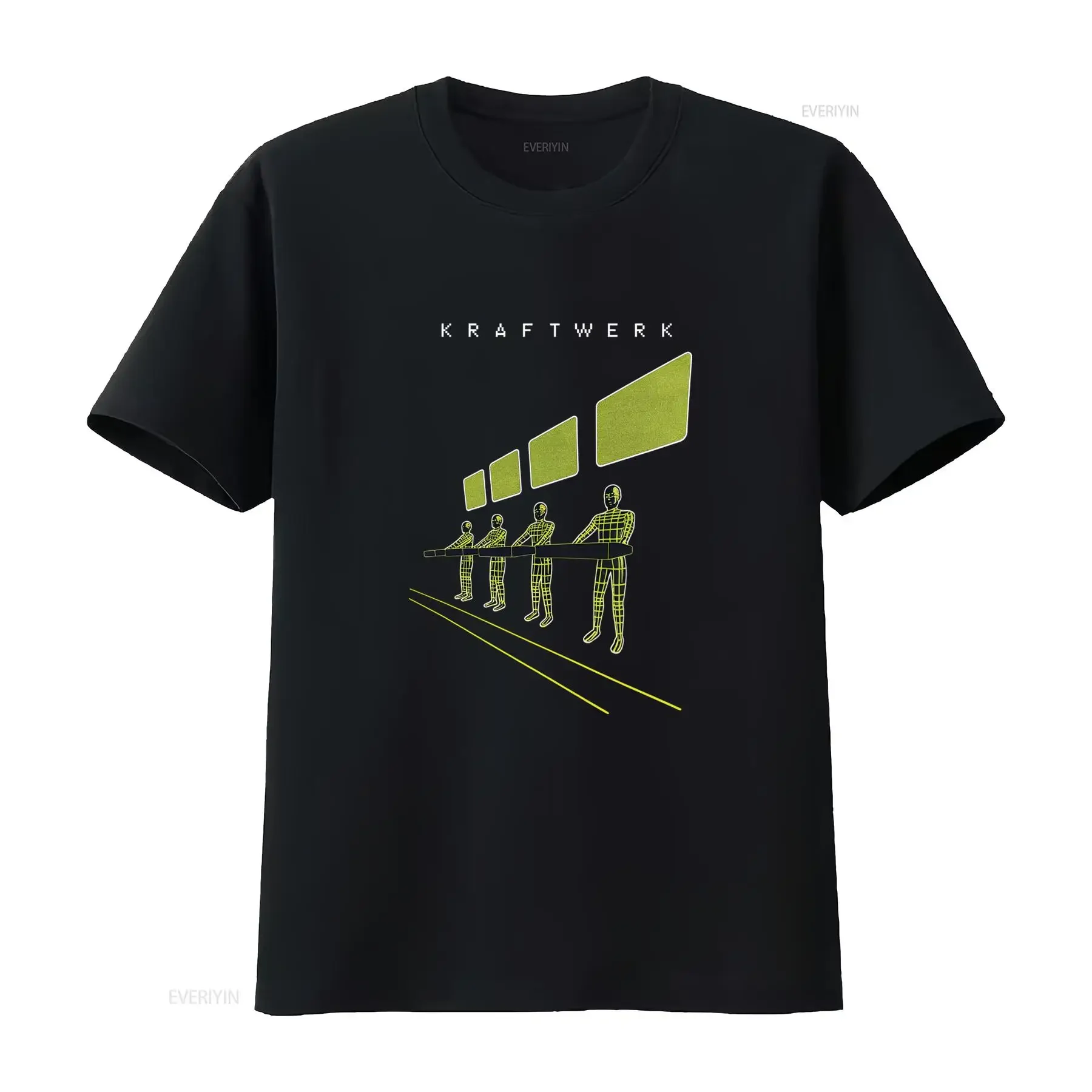 NEW Kraftwerk Australia Zealand Tour 2023 Black T Shirt with Futuristic Grid Design OM481 vintage Washed Slightly Unisex