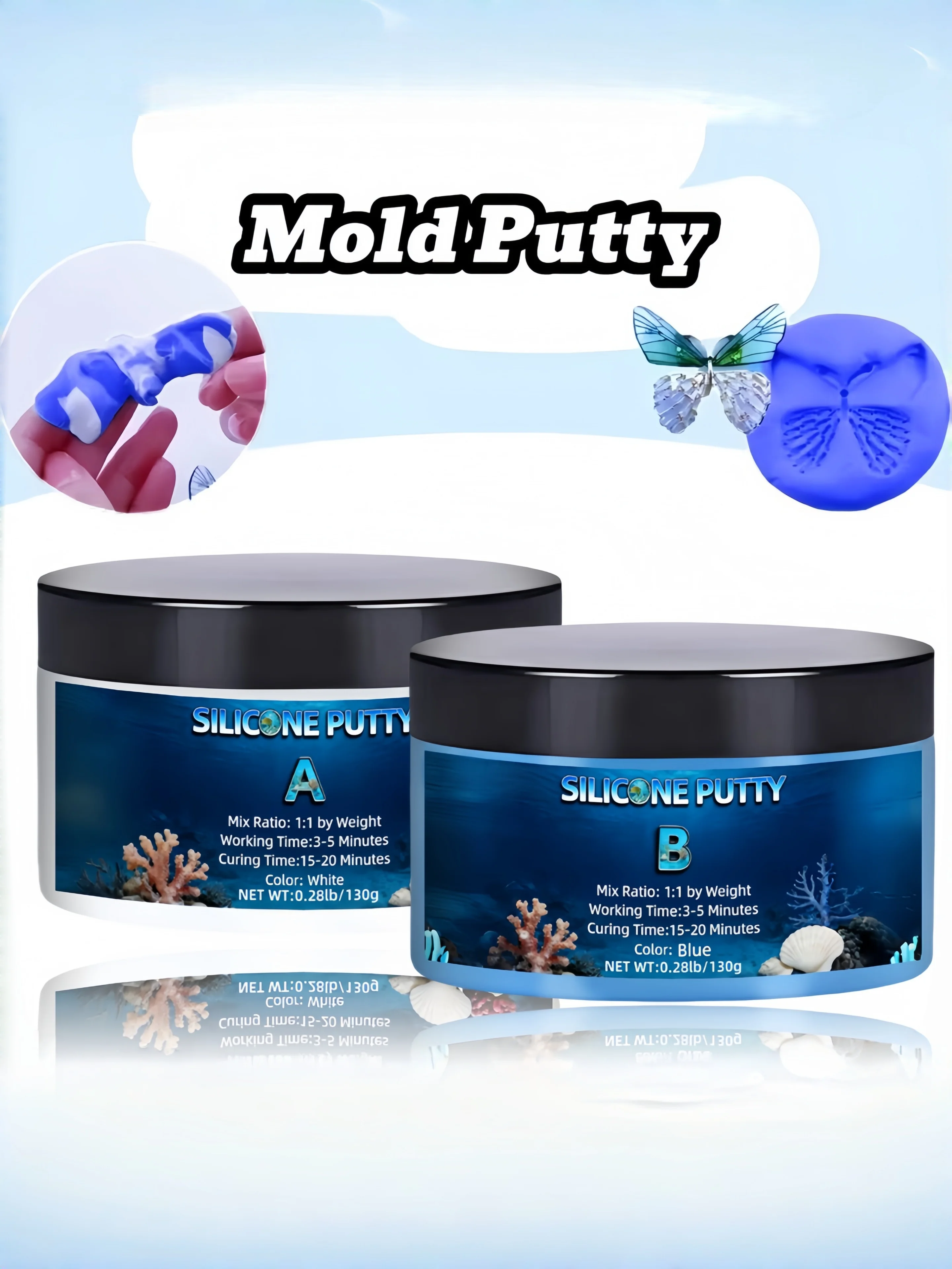 Silicone Putty, Non-Toxic, Bubble Free, Easy to Use for Crafts, Jewelry Making, DIY Repairs, Simple 1:1 Mix Ratio, Fast Curing
