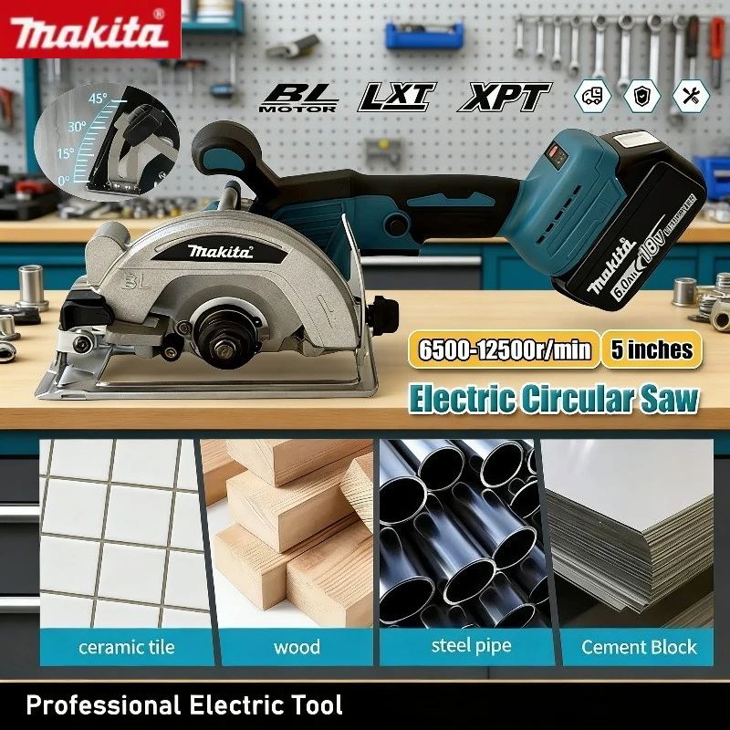 

Makita 18V 5 Inch Brushless Electric Circular Saw Cordless Handheld Multifunctional Wood Metal Cutter Power Tool