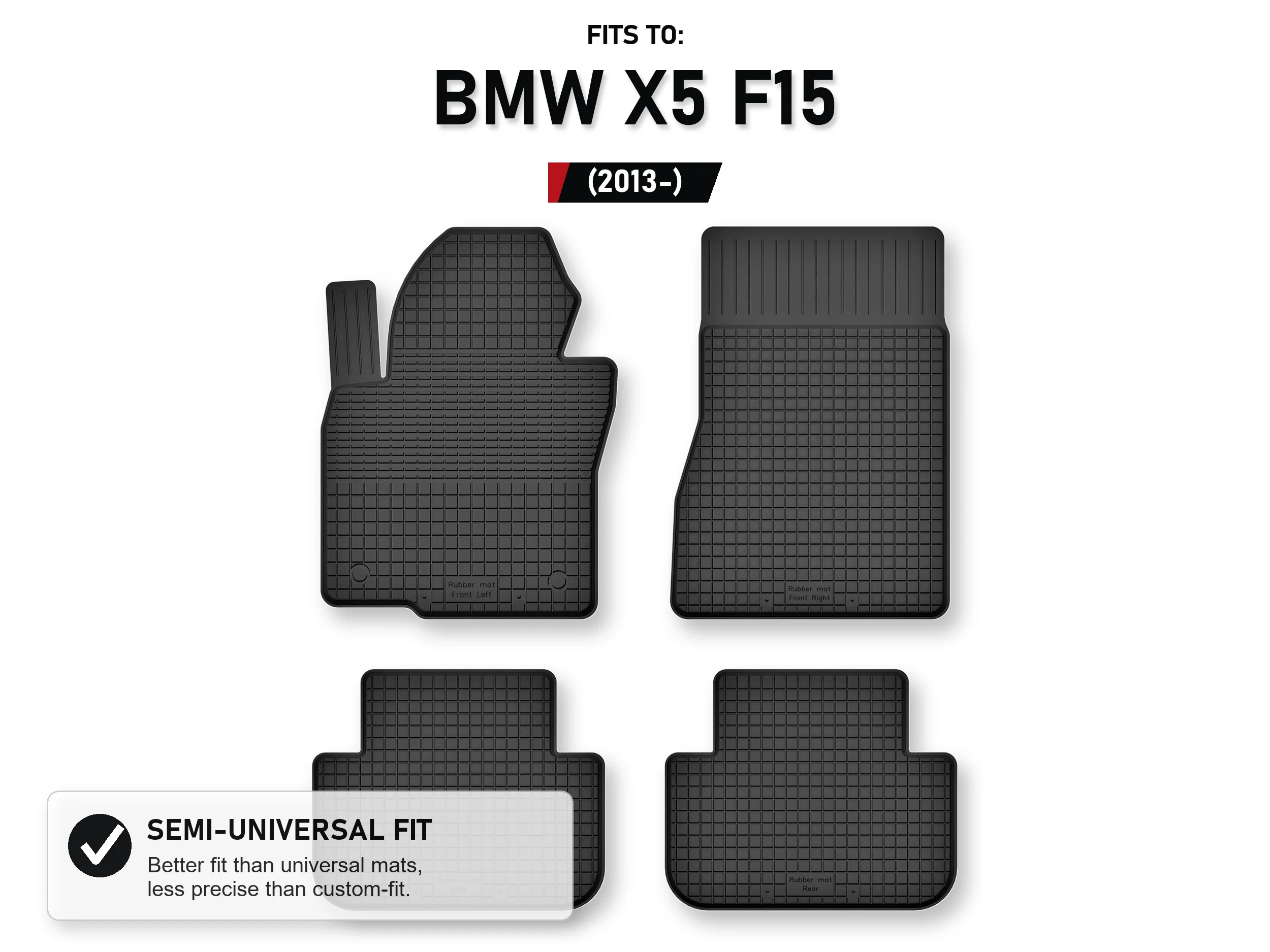 Rubberen matten, dienbladtype voor: Bmw X5 F15 2013- SUV 4 stuks