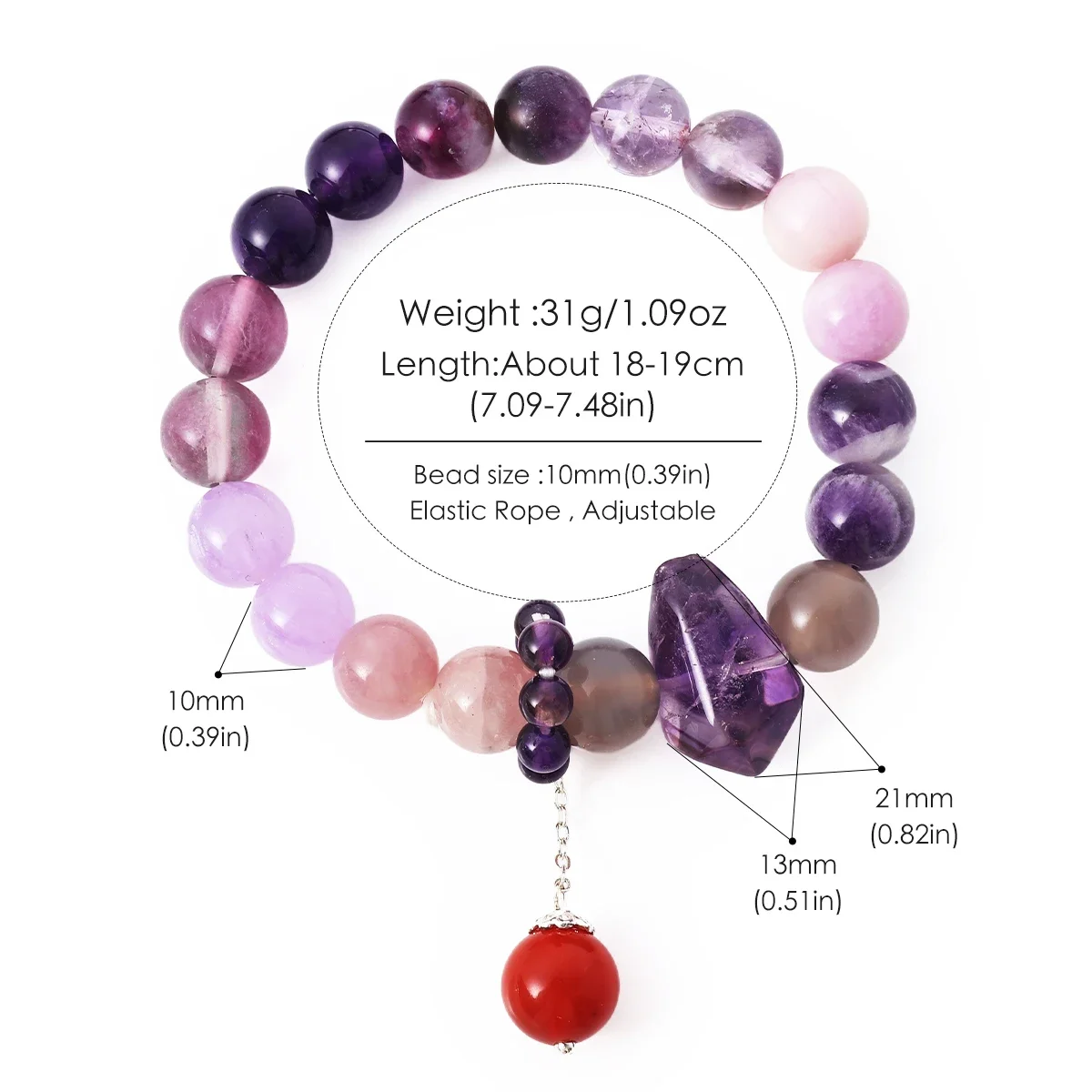 Natural Dream Lace Amethyst Stone Beaded Bracelets Women Purple Crystal Quartz Energy Bead Reiki Healing Bangle Jewelry Gift