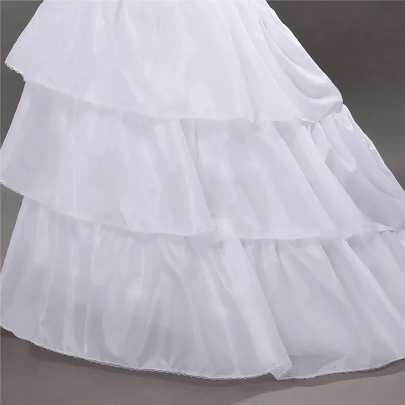 Jupon Blanc de Haute Qualité avec Traîne Crinoline, Sous-Jupe, 3 Couches, 2 Cerceaux, pour Robes de Mariée, Patients, Peu importe