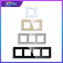 Bingoelec EU Standard Crystal Glass Panel Frame For Light Wall Touch Switch Socket Outlet Square Hole DIY-Parts Module 47*47mm