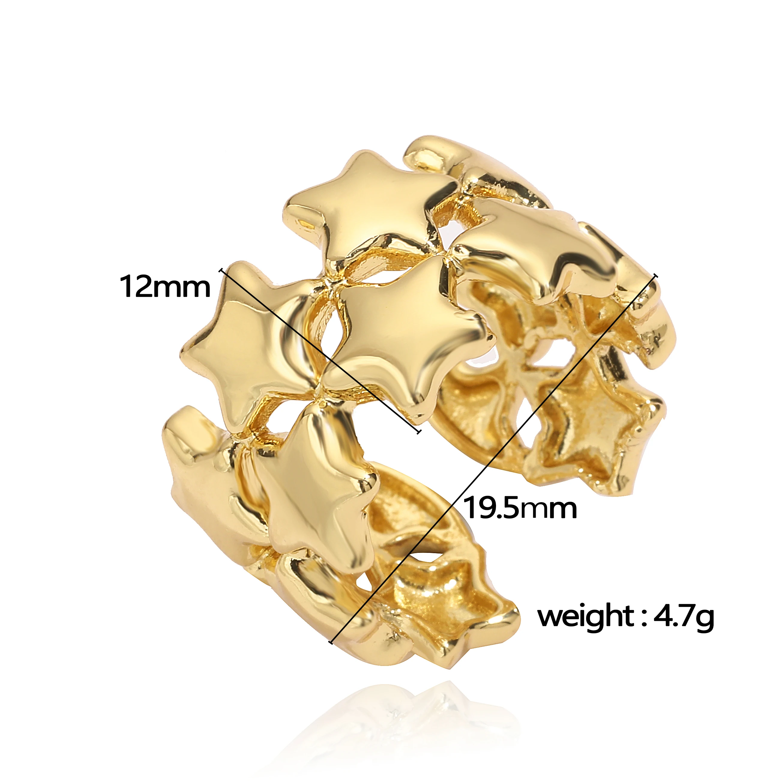 18K Gold Plated Brass Vintage Geometric Wave Rings For Women Gold Color Adjustable Rock Ring Aesthetic Wedding Jewelry Gift