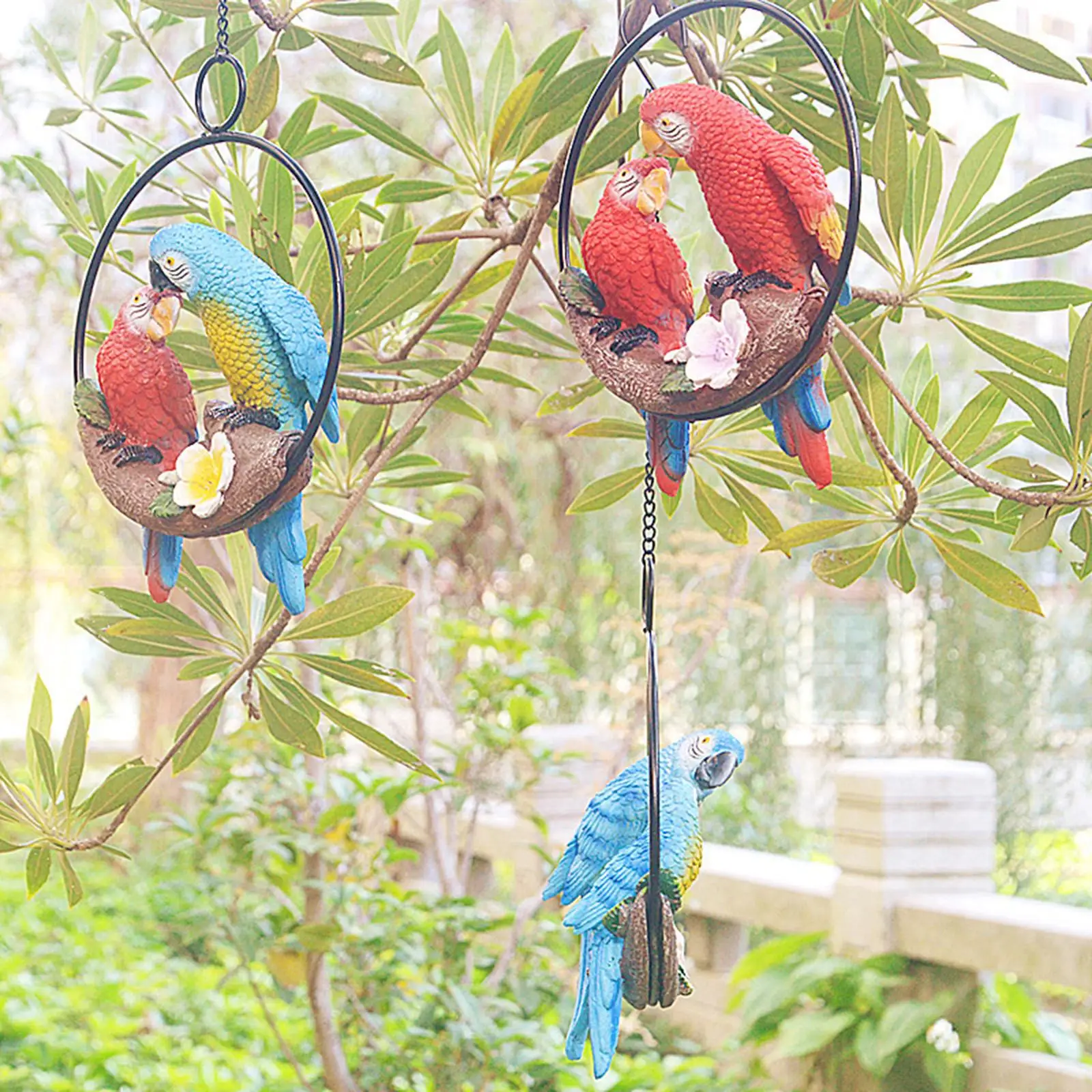 Macaw Parrots Hanging Parrot Statue Decor Realistic Animal Sculpture Miniature