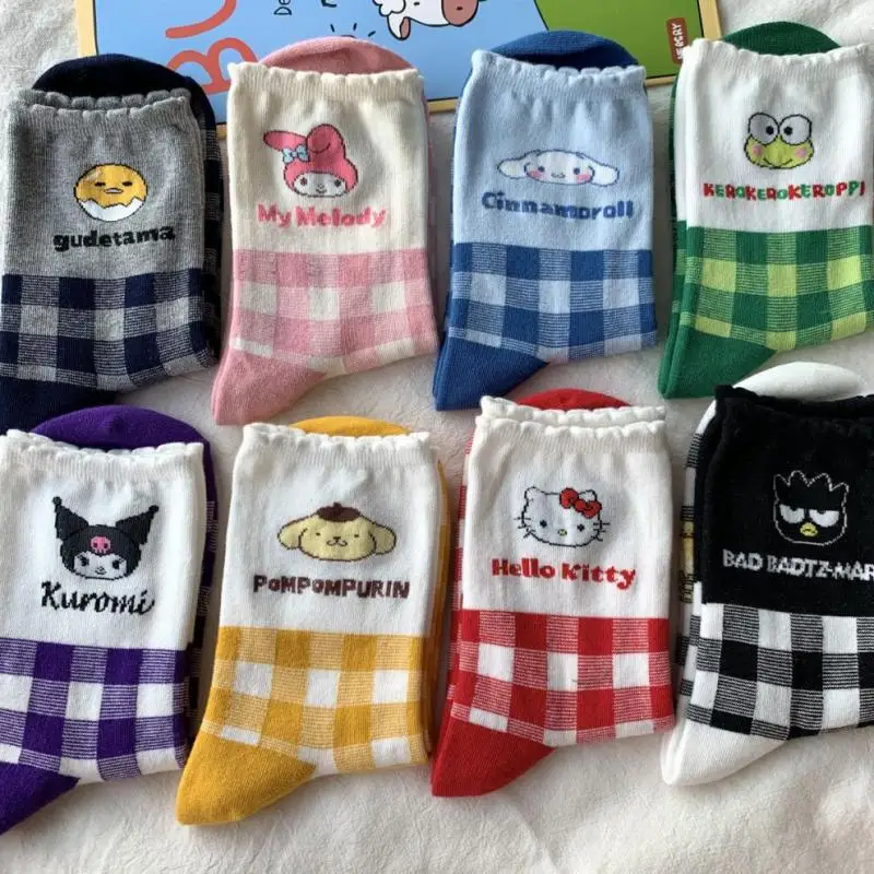 Sanrio Kawaii Hello Kitty Kuromi My Melody Cinnamoroll Gudetama Socks Cartoon Casual Cotton Socks Sweet Cute Girl Birthday Gift