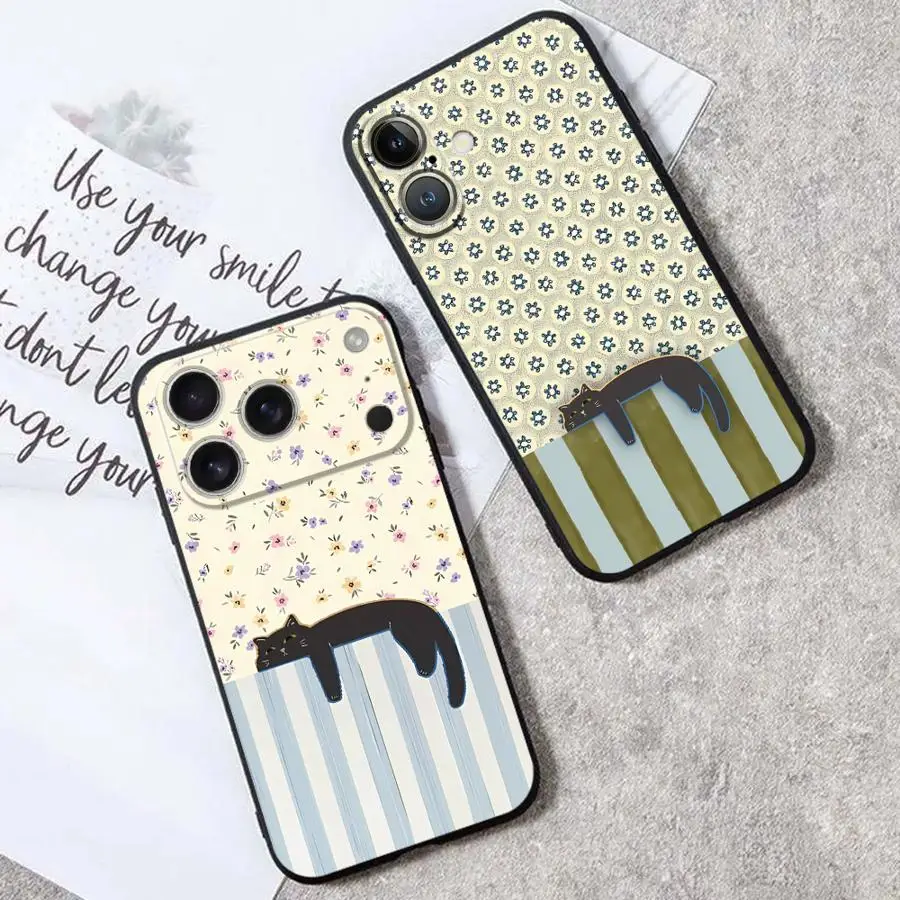 Phone Case for Apple iPhone 17 Pro Max 16 XR XS MAX 12 11 14 13 15 Pro 7 8 Air 17e Funda Phone Cover Artistic Black Cat view 5