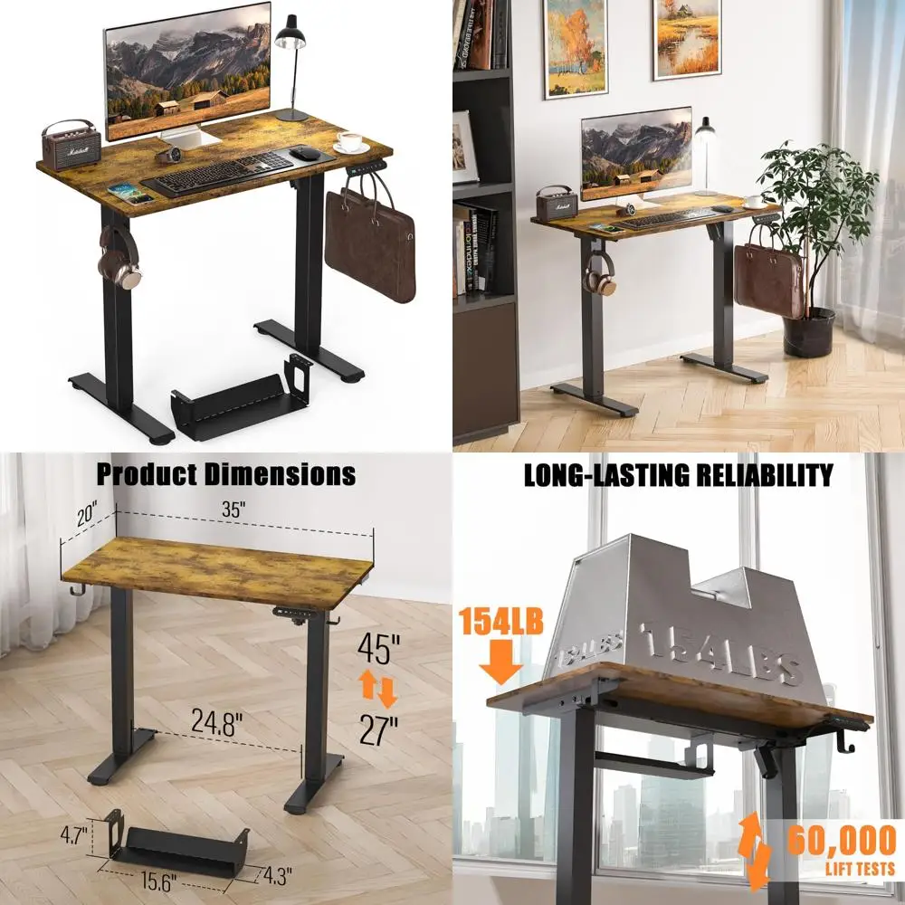 Escritorio eléctrico de altura ajustable, escritorio compacto con soporte para sentarse de 35 x 20 para oficina en casa, niños y necesidades informáticas