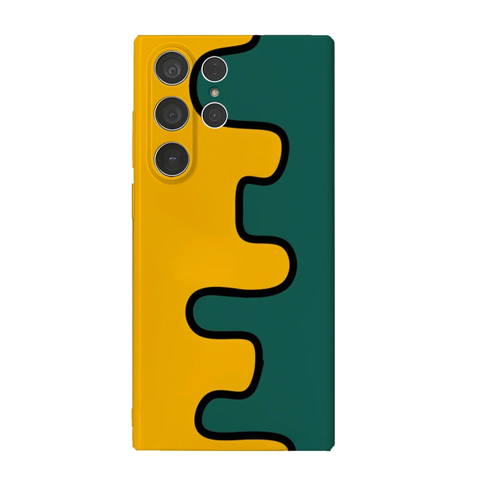 Funda de teléfono de abrazo verde naranja para Samsung Galaxy S25 S24 S23 Ultra Plus A35 A268 carcasa de película dura HD brillante