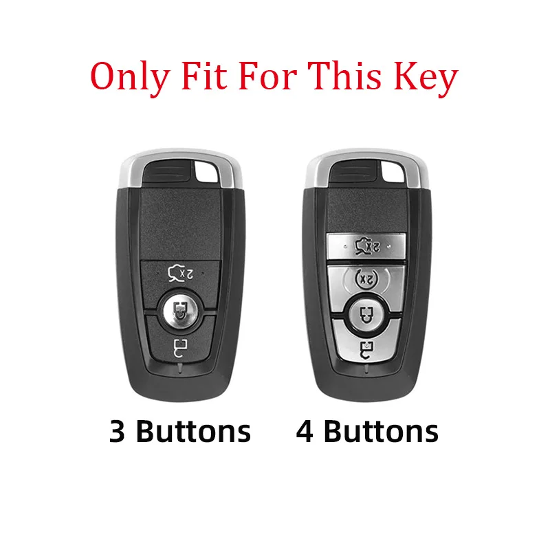 1x Zinc Alloy Car Key Case Cover for Ford Fusion Mustang Explorer F150 Edge Mondeo Mk5 Focus Mk4 2019 2020 2021 3/4 Buttons Key