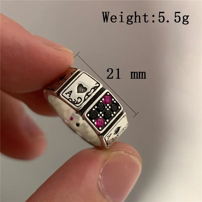 1Pc Adjustable Playing Cards Open Cuff Finger Rings Luxury Vintage Jewelry Gift Party for Women Girls