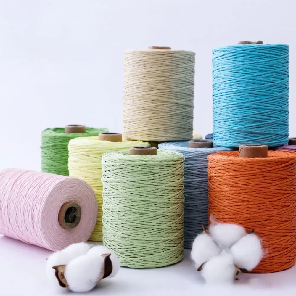 280-300m/Roll Summer DIY Raffia Straw Yarn Hand Knit Natural Colorful Threads Crocheting Paper Threads HandBag