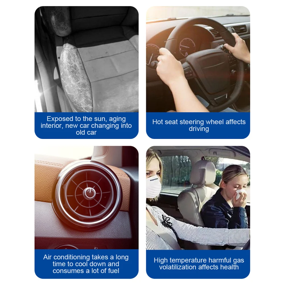 مظلة داخلية للسيارة للحماية من الأشعة فوق البنفسجية ، أمامية وخلفية ، نافذة ، قماش مطلي بالفضة ، تظليل تلقائي ، عزل حراري للسيارة #3