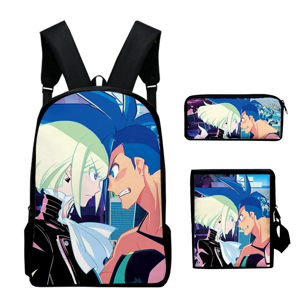 Classic Novelty Funny PROMARE 3D Print 3pcs/Set pupil School Bags Laptop Daypack Backpack Inclined shoulder bag Pencil Case