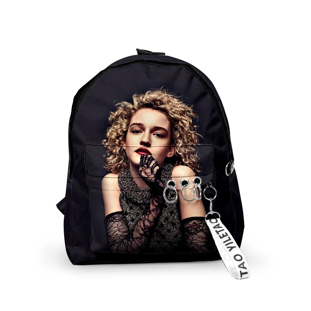 

Hip Hop Youthful Julia Garner School Bags Notebook Backpacks Boys/Girls 3D Print Oxford Waterproof Key Chain Small Travel Bags