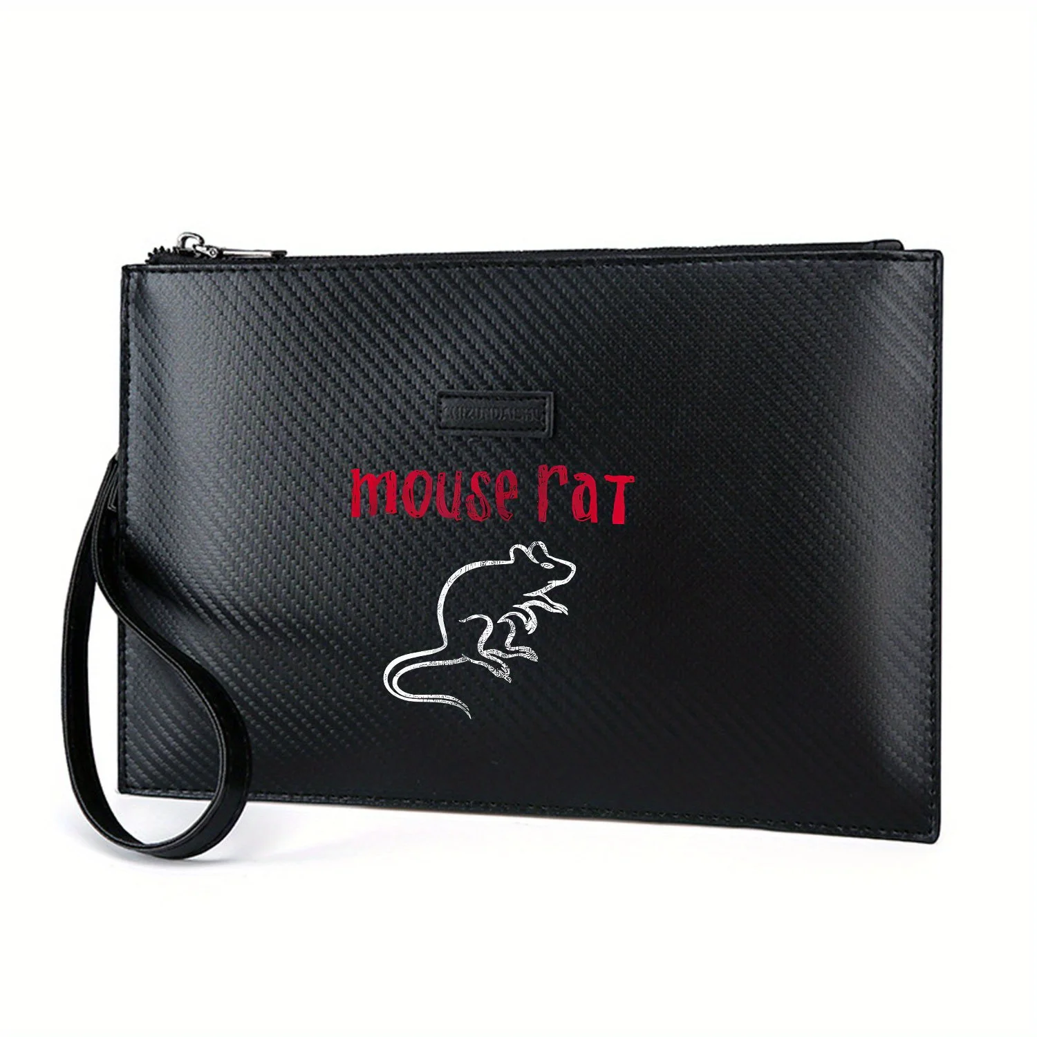 Mouse ratto arte animale sfondo nero Elegante borsa da uomo in PU stampato Alla moda e pratica per il trasporto quotidiano