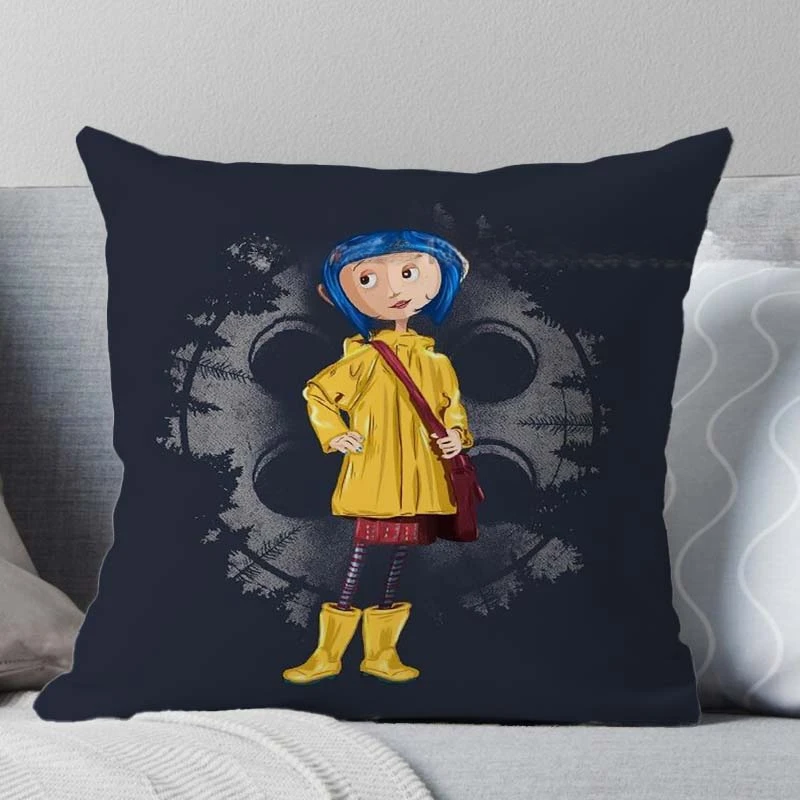 Coraline Pillow Case 45cm Decorative Bedroom Sofa Car Cushion Cover Boys Girls Cool Pillowcover Kids Gifts No Pillow Insert