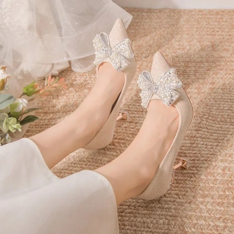 Stilito Pointed Toe Pumps Wedding Bride Shoe High Heels with Bow Ladies Women's Shoes on Heeled Quick Delivery Non Slip Popular