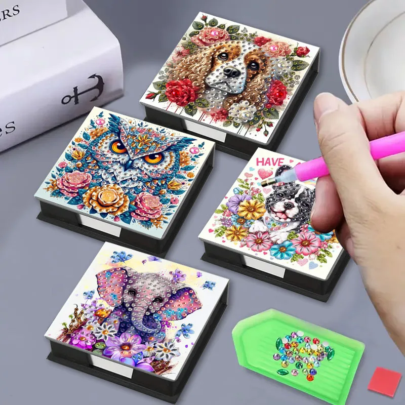 1 DIY Animal-Style Diamond Art Label Box, A Paper Note Label Box Suitable for Study and Office Use