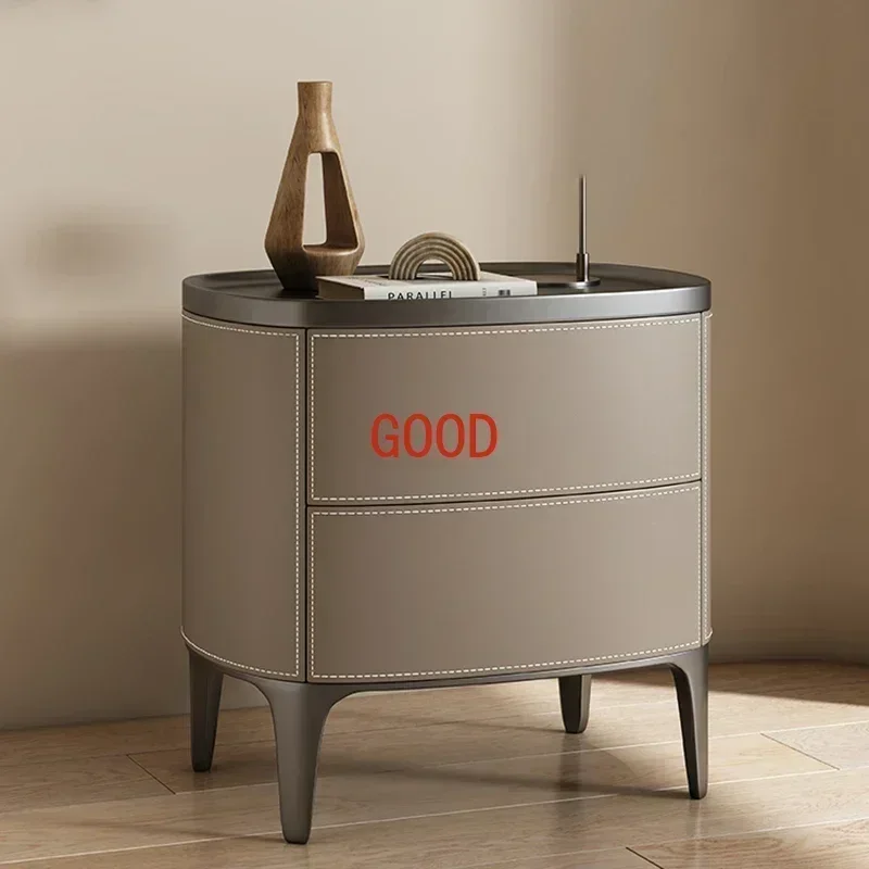 Leather Luxury Bedside Table Bedroom Creative Nordic European Cabinet Storage Unique Drawers Szafka Nocna Bedroom Ferniture