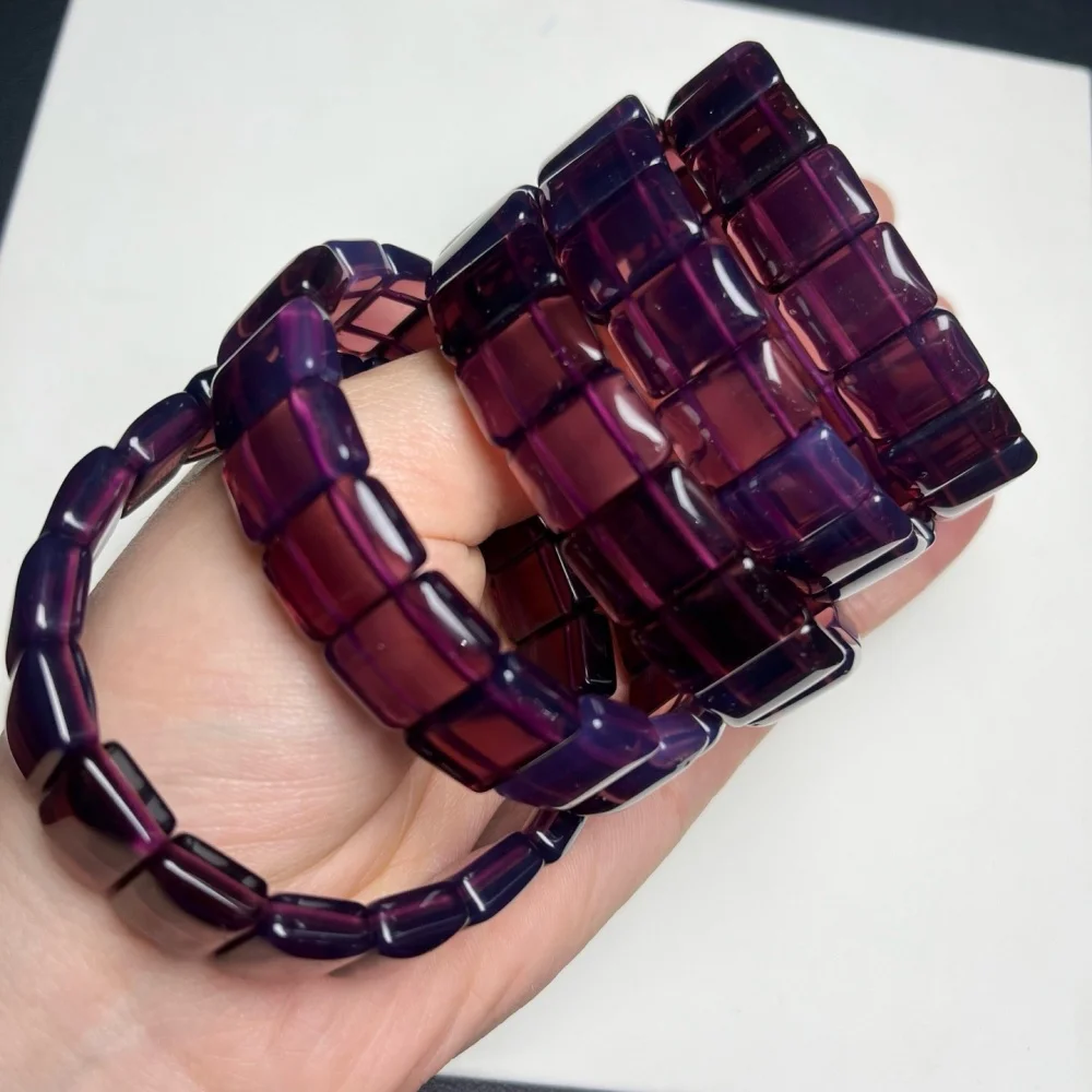 11*15mm Natural Purple Milky Jade Bangle Women Fashion Charm Crystal Healing Energy Gemstone Yoga Jewelry 1PCS