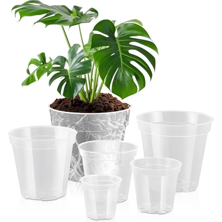 

6 шт. 4, 5, 6, 7, 8, 9 дюймов, большие прозрачные детские горшки, разнообразные горшки для растений с дренажными отверстиями, горшки для комнатных растений ibl