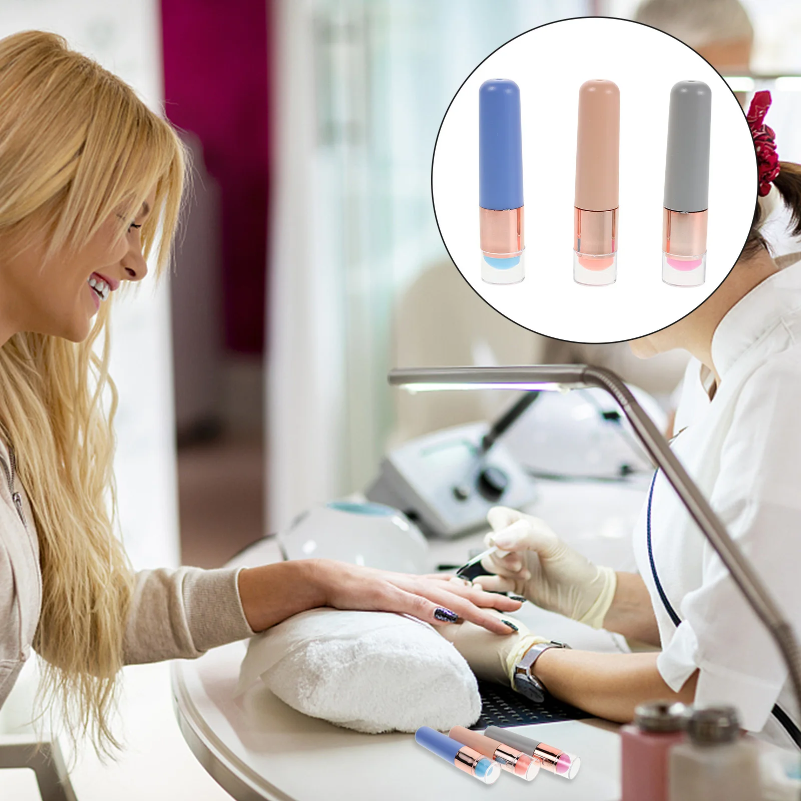 

3Pcs Silicone Nail Painting Tool Soft Blending Brush for Chrome Powder Application French Tip Stamping Gel Nail Design Kit