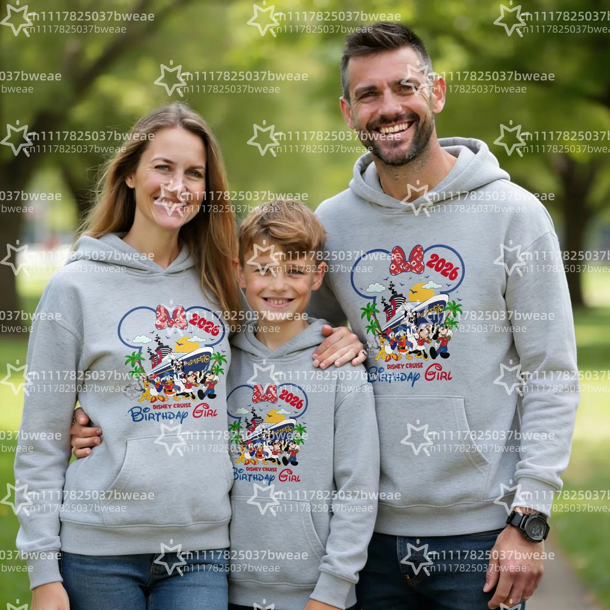 2026 Birthday Girl Family Matching Hoodie Cruise Ship Print Parent-child Sweatshirt Mom Dad Kids Long Sleeve Pullover Hot Sale