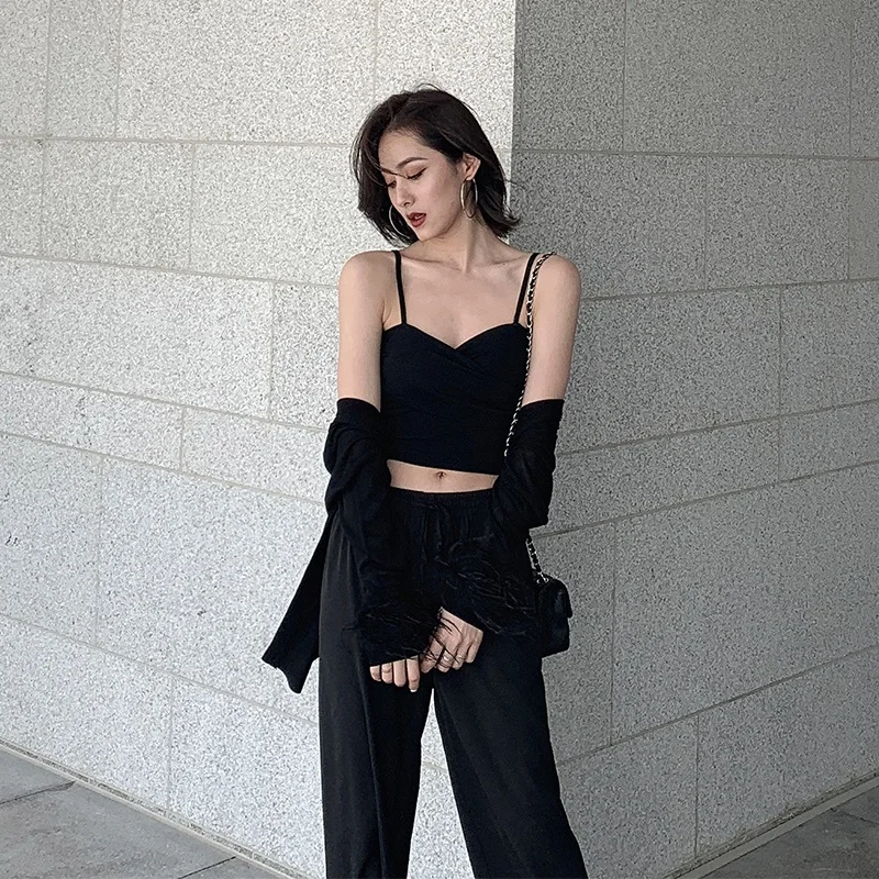 Women's Winter Thickened Fleece Lined Strap Vest  Velvet Warm Bra Integrated Short Style Pure Color Business Suit Un...