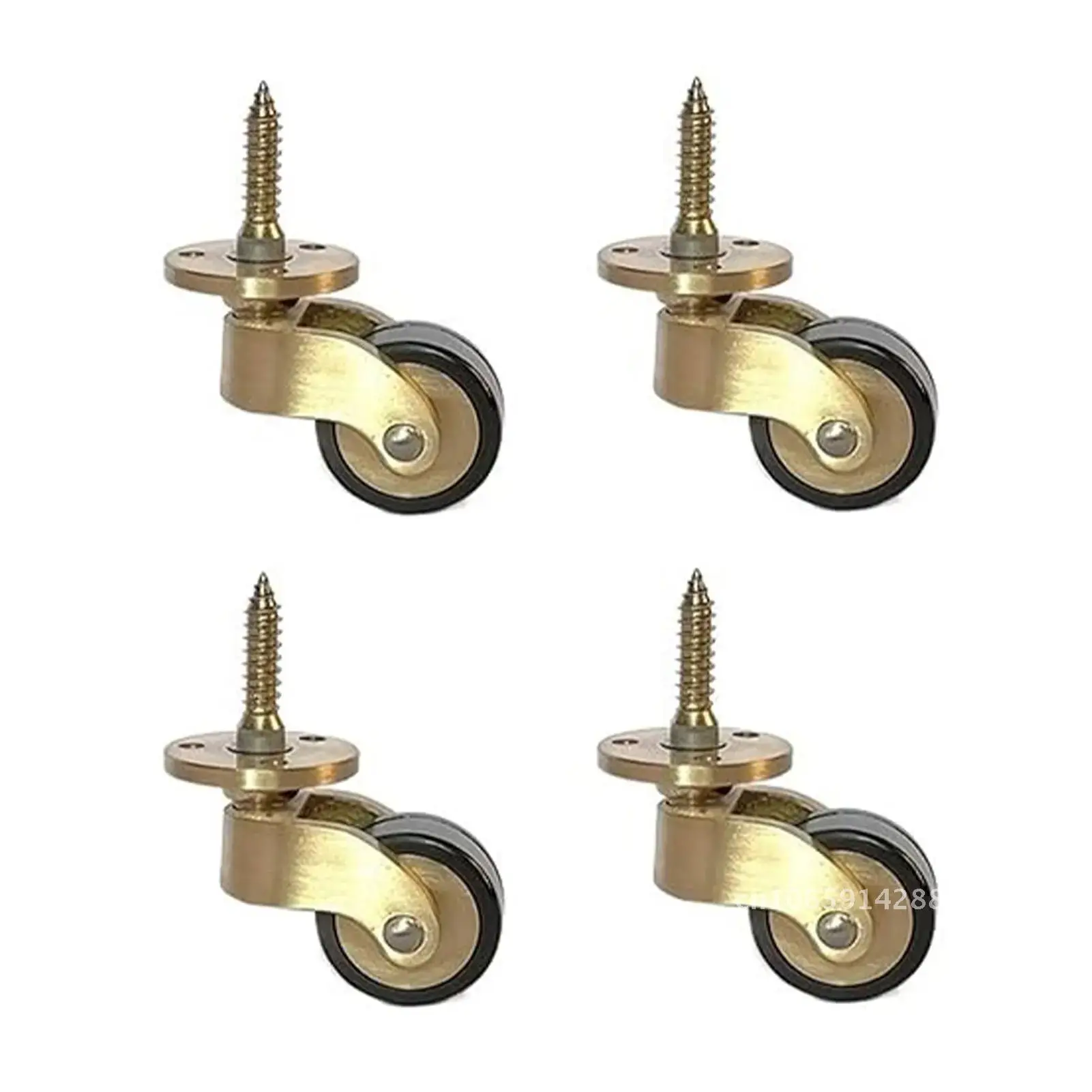 4pieces Vintage Rubber Castors For Install Easy Brass Wheel To Solid Caster Furniture Adjustable