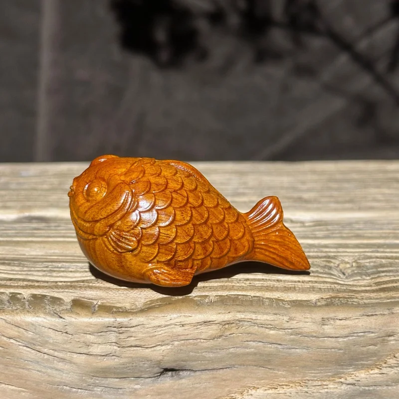 Rosewood Koi Fish Small Ornament Tea Table Desktop Decoration Creative Cute Lucky Charm Wood Carving Scenic Spot Stall
