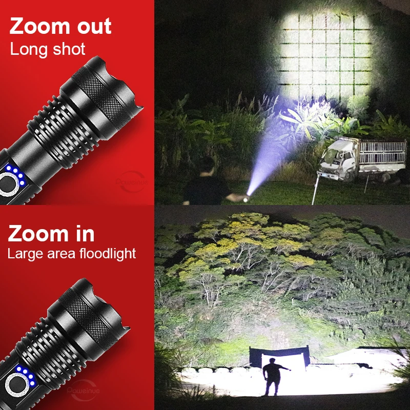 Super XHP360 High Power Led Flashlights Most Powerful Torch Rechargeable Tactical Flash Light 26650 Portable Lighting