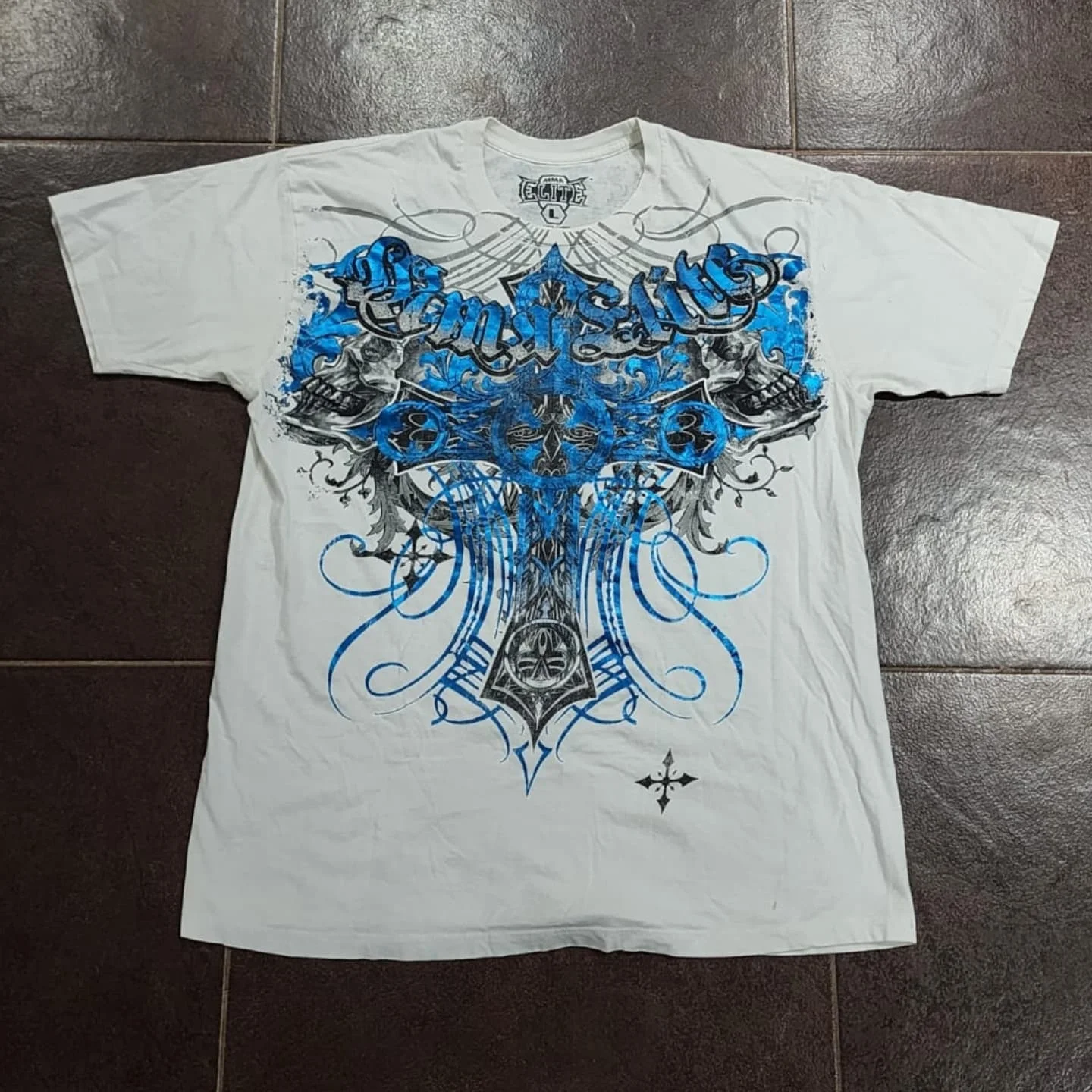 

American Gothic Skull Chain T-Shirt Vintage MMA Streetwear Unisex Oversized Cotton Tee Retro Distressed Print Short Sleeve Top